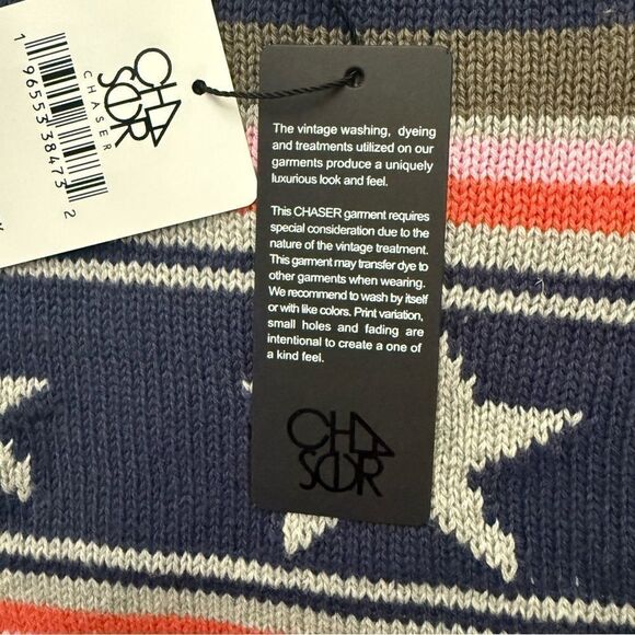 Chaser Brand Stars & Stripes Heather Gray Sweater Women’s Size Large - Picture 5 of 10